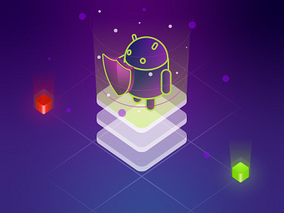 Android - Security android design illustration isometric neon outline security shield vector