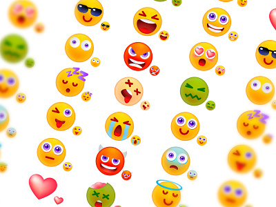 Emoji charcaters colorful cute design emoji faces icons illustration messenger set sticker ui ux vector