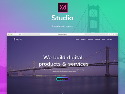 Studio - Free Adobe Xd template free ui ux web design website xd