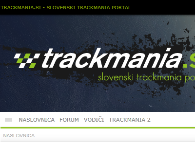 Trackmania.si website header green header logotype trackmania website white