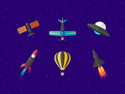 Train Me App - Train Launcher Game android balloon blue icon plane rocket satellite space art spaceship stars ufo uidesign vector illustration