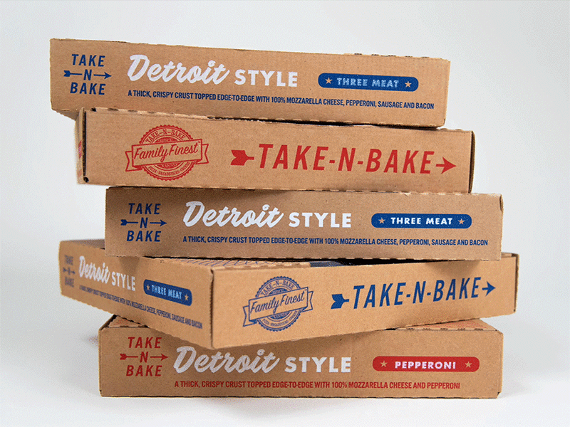 Family Finest Detroit-Style Pizza Box box design detroit detroit graphic designer food food and beverage icons packaging pizza box skidmore studio
