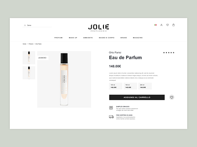Jolie - Perfume e-commerce design ecommerce ecommerce design ecommerce shop pagina prodotto perfume perfume ecommerce product page ui ux xd