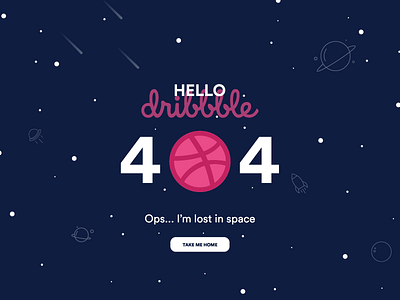 Hello Dribbble 404 debut dribbble first hello space ui ux