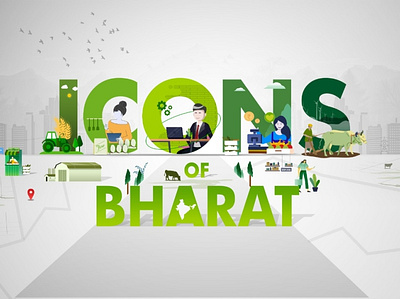 Icons of Bharat animation concept graphic design illustration ui