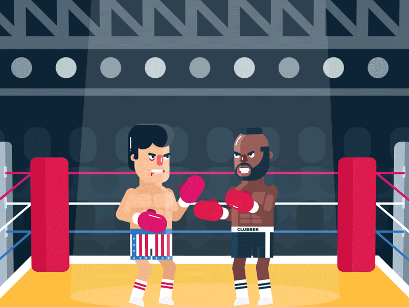 Rocky 3 2d animation boxing characters gif illustration rocky
