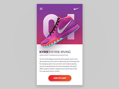 Nike Shoe app concept app basketball kyrie mobile design nike shoes sports ui