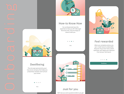 Happy House Onboarding Design grow home house illustraion onboard onboarding onboarding screen onboarding ui