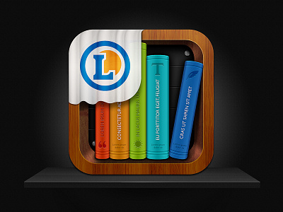 Library iOS icon book design icon ios ipad iphone leclerc library shelf