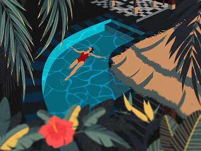 Bali Tropical Villa Pool bali digital art illustration palm pools poolside swiming swimmingpool tropical vector villa