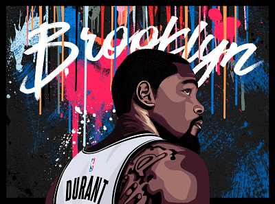 Kevin Durant KD Brooklyn Nets brooklyn illustration illustrator nba portrait vector art