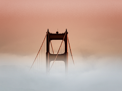 Golden Gate bridge fog golden gate bridge illustration san francisco vector artwork