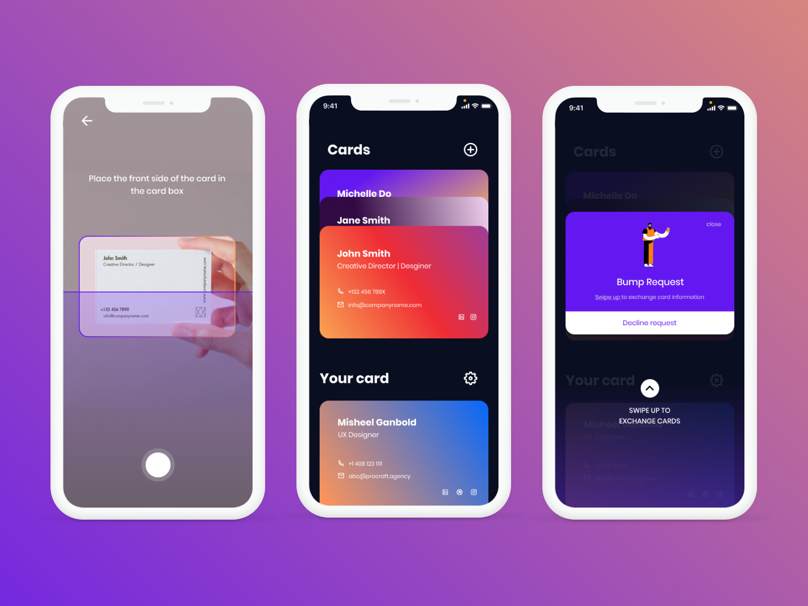 Business Card Wallet App UI by misheel ganbold on Dribbble