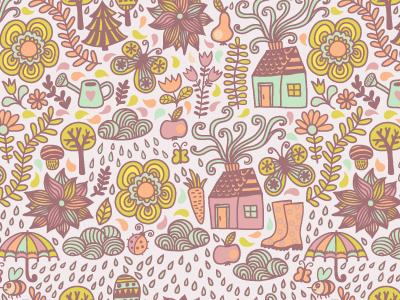 Autumn pattern autumn doodle pattern rain seamless season