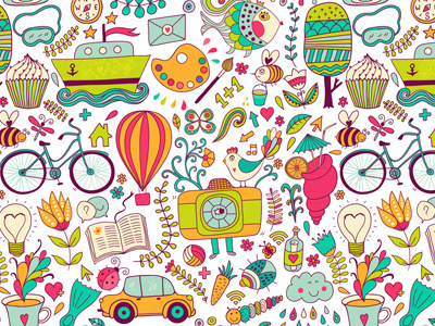 Magazine cover design background doodle pattern seamless