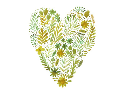 ♥ eco flower green heart love watercolor