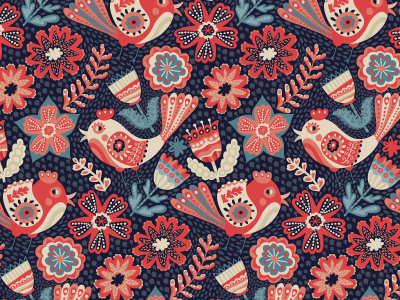 Folk floral pattern