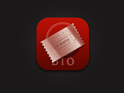 The vip ticket app cinema design foil gold highlight icon realistic shadow
