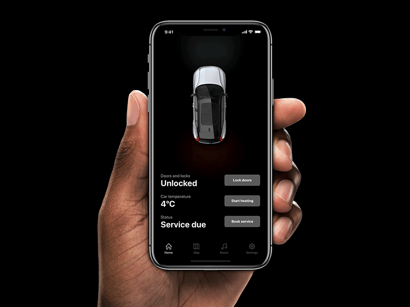 Volvo launch animation animation app car dark design ios iphone ui ux volvo x