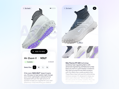 Nike ACG / Product Detail / Light Mode acg branding coloful dashboard design illustration interface light logo nike prototype ui