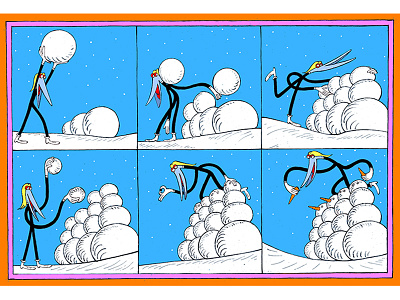 Snow Day. (Part 1) comics holidays illustration mr good guy snow snowman winter