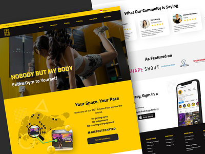 The Gym Pod Landing Page Design