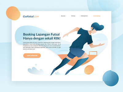 Landing page exploration app clean debut gradient illustration landing page minimal soccer ui userinterface