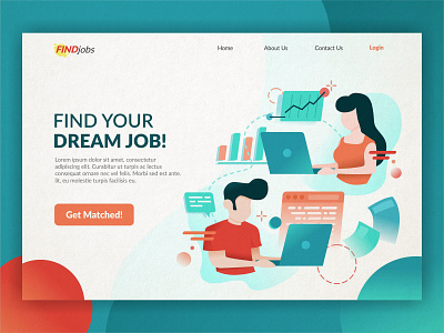 Landing page exploration app clean design gradient hiring illustration job landing page minimal programmer ui userinterface vector