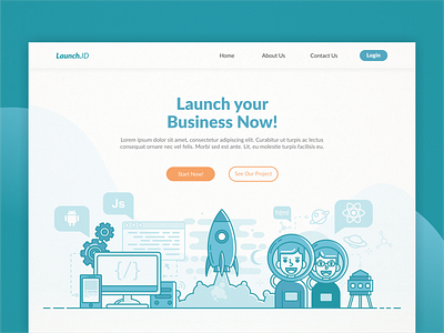 Spaceman Landing page Illustration app astronaut clean design flat gradient illustration job landing page minimal search space spaceman technology ui userinterface vector