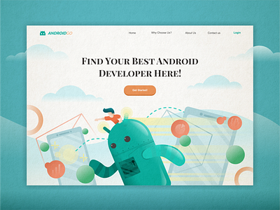 Landing Page Exploration android android app design android app development android developer clean design developer gradient illustration landing page landing page illustration minimal robot ui ux userinterface