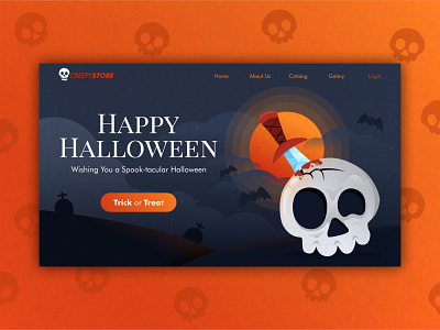 Halloween Landing Page ghost halloween horror illustration landing page landing page ui skull ui ui illustration ui u