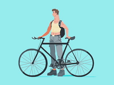 002 - Fixie Bloke bike brisbane color drawing illustration illustrator man photoshop