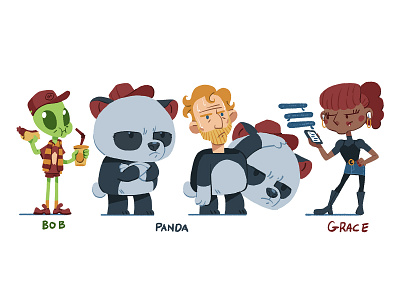 Pitch Character Designs alien character character design clean concept creative design drawing illustration panda