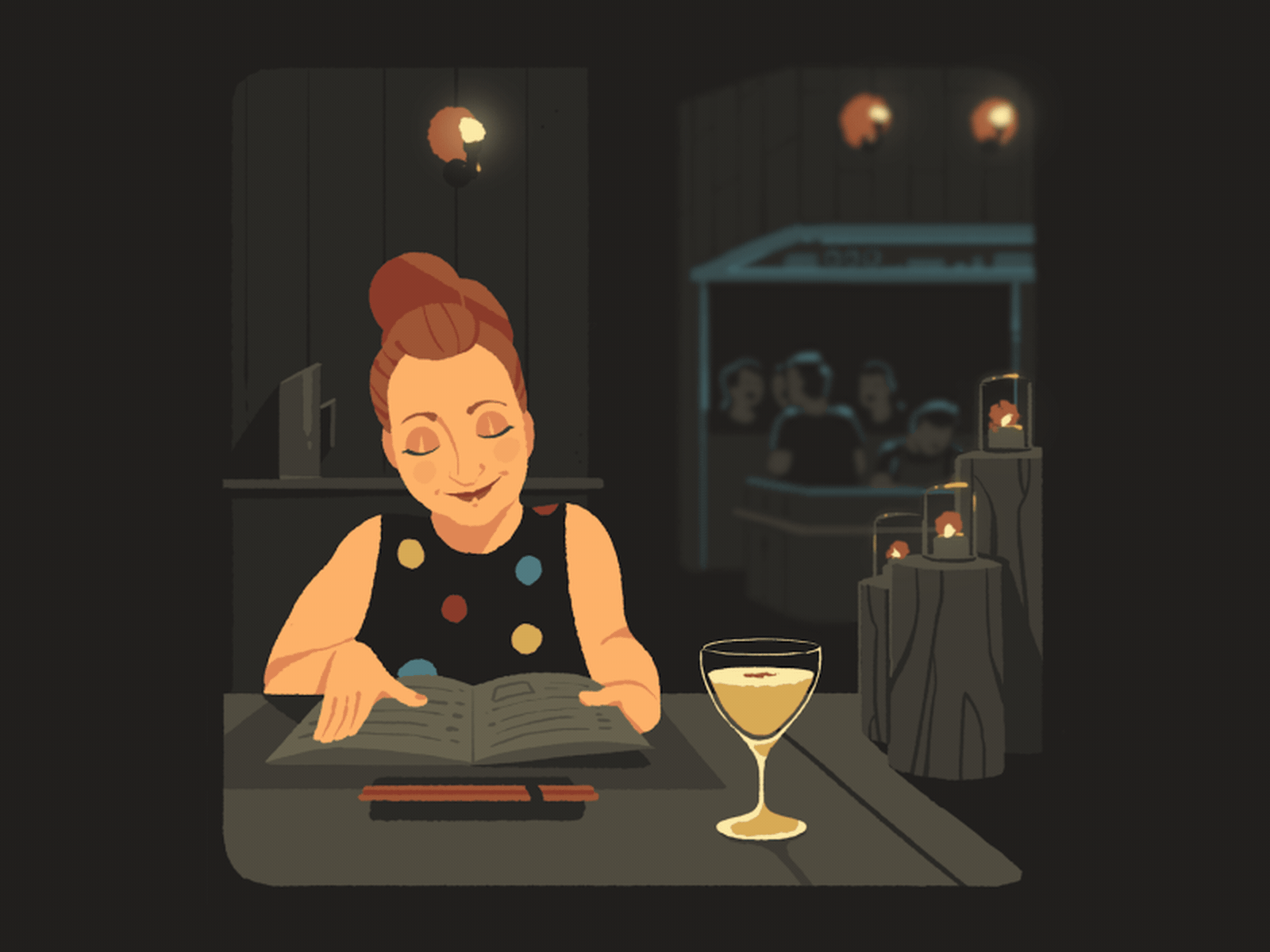 Honto alcohol animation brisbane cocktail drawing gif girl illustration illustrator loop