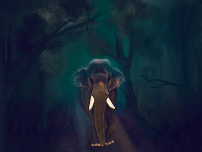Digital painting kerala elephant