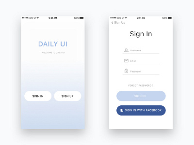 Daily UI #001 - Sign Up 001 app dailyui login mobile mobile app sign in sign up ui design ux design