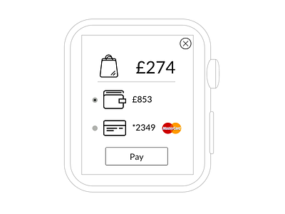Apple Watch - Wallet App, Payment Options Mockup