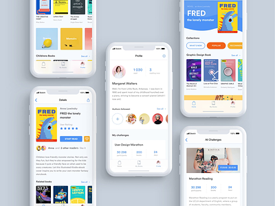 Reading App app blue book book app bookshop challange design flat interface ios app iphone xs marathon profile reading reading app sketch ui ux