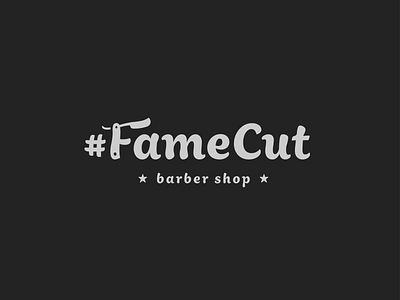 #FameCut | Logo barber barbershop brand cut fame grey hashtag logo mark razor scissors star