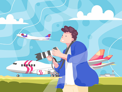 Aircraft Spotting aircraft aircraft spotting airlines airport aviation illustration illustration art illustration design