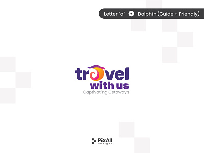 Logo design for a firm called "Travel With Us" business logo colorful logo company logo creative logo dolphin dolphin letter a logo dolphin logo graphic design letter a logo logo logo design meaningful logo minimal minimal logo simple logo travel logo travel with us logo