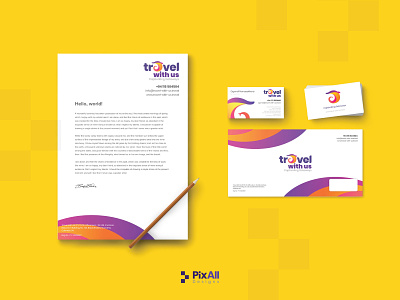 Stationery Design for "Travel With Us" branding business card design envelope design graphic design letterhead design stationery stationery design