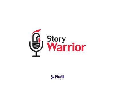 Story Warrior Logo business logo company logo creative design creative logo design elegant logo graphic design logo logo design mic logo warrior logo