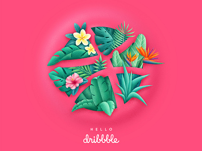 Tropical Dribbble debut design dirbbble flowers graphic illustration illustrator leaves logo tropical