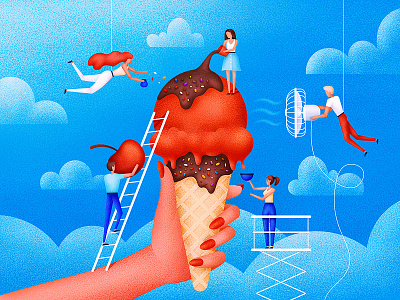 Icecream character chocolate clouds food grain ice cream icecream illustration illustrator people summer sweet