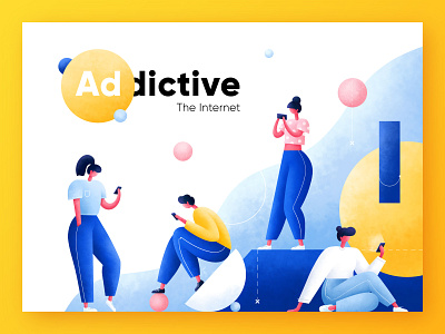 The Internet Addictive addiction art character characters design geometic illustration illustrator internet logo people phone procreate trend typography ui ux web