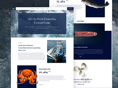 North-West Fisheries Consortium | Web design blue crab design fish sea ship simple ui webdesign