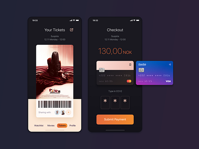 CinemaApp Payment & Tickets View app cinema creditcard movie revolut tickets