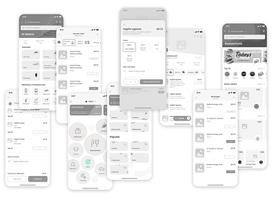 Low Fidelity - Wireframe delivery app android card delivery gray icons iphone list low fidelity mobile wireframe