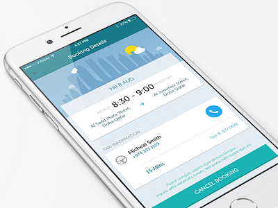 Booking iOS App booking call driver info ios ios8 iphone iphone 6 qatar skyline taxi